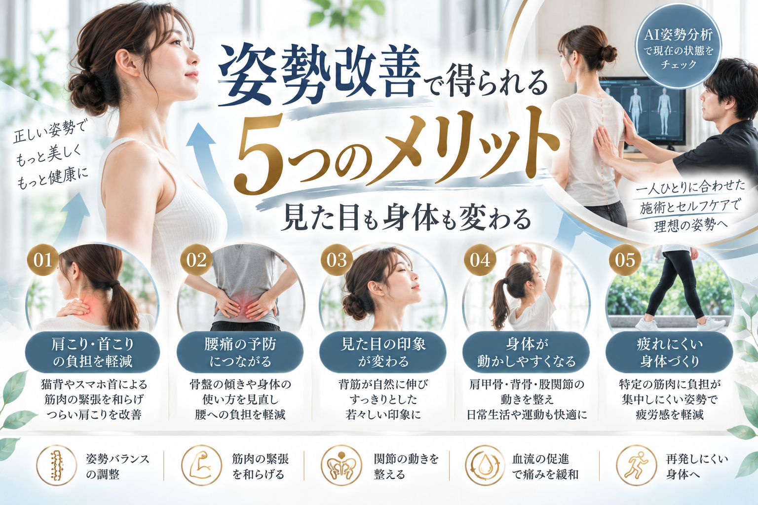 姿勢改善で得られる5つのメリット！見た目も身体も変わる